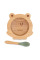 Дитяча бамбукова тарілка на присосці з ложкою Wooden Bowl Frog