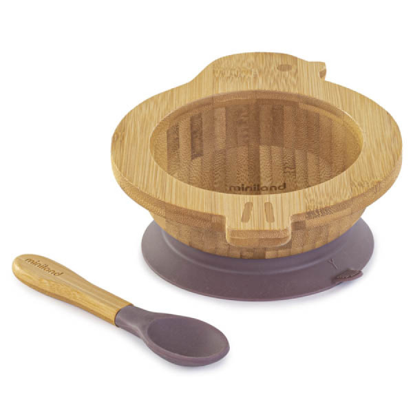 Дитяча бамбукова тарілка на присосці з ложкою Wooden Blow Chip